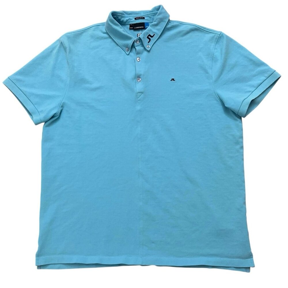 J. Lindeberg Golf Polo Shirt Mens Size 2XL Short Sleeve Regular Fit Light Blue
